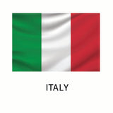 A Flags of the World Decals featuring three vertical stripes in green, white, and red, with the word