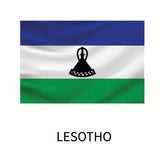 Flag of Lesotho, featuring horizontal blue, white, and green stripes with a black traditional Basotho hat centered on the white stripe and available as a Cover-Alls Flags of the World Decals.