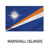 Flag of the Marshall Islands prominently featuring a white star against a blue background with diagonal orange and white stripes, available as a Cover-Alls decal.