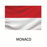 Flags of the World Decals by Cover-Alls depicted with two horizontal stripes, top red and bottom white, with the word