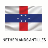Flag of the Netherlands Antilles, featuring a white field with a red vertical stripe and a blue horizontal stripe, intersected by white stars, available as a Cover-Alls Flags of the World Decals.