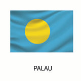Flag of Palau featuring a light blue field with a large yellow disk slightly off-center, available as a Cover-Alls Flags of the World Decal.