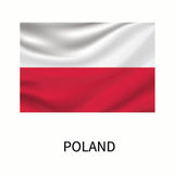 The national flag of Poland, featuring two horizontal bands, white on the top and red on the bottom, with the word