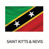 Cover-Alls Flags of the World decals of Saint Kitts and Nevis, featuring a black diagonal band, bordered by yellow, with a star on each green and red triangle.