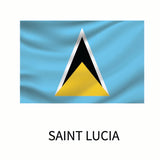 Flag of Saint Lucia featuring a light blue field with a black triangle edged in white, centered over a yellow triangle, with the name