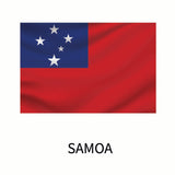 Flag of Samoa with a blue rectangle in the upper left corner featuring five white stars, set on a red field, and the word
