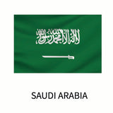 Cover-Alls Flags of the World Decal featuring a green background with white Arabic inscription and a sword below it.