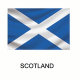 A rectangular Cover-Alls Flags of the World decal representing Scotland, featuring a white diagonal cross on a blue background, with the word