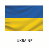Flag of Ukraine featuring two horizontal bands of blue and yellow with the word