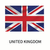 A Flags of the World Decals featuring the union jack in red, white, and blue colors, displayed with the label