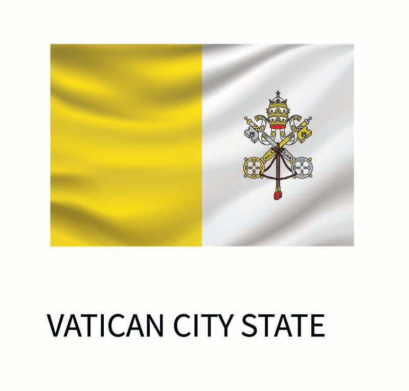 Flag of Vatican City State with two vertical bands, one yellow and one white, featuring the crossed keys and papal tiara emblem, available as a Cover-Alls decal.