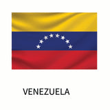 Flags of the World Decals by Cover-Alls depicted with horizontal bands of yellow, blue, and red, featuring an arc of eight white stars in the center, and the word