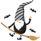 Gnome 6 friendly flying witch