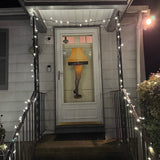 The front door features