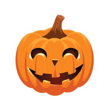 A smiling Jack O' Lantern Pumpkin Decals on a white background by CoverAlls.