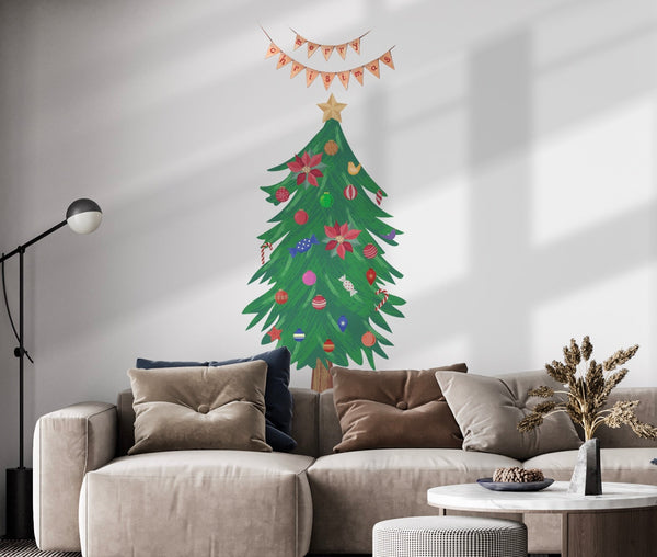 Reusable Christmas Tree Decal with Baubles and Sign - Cover-Alls Decals