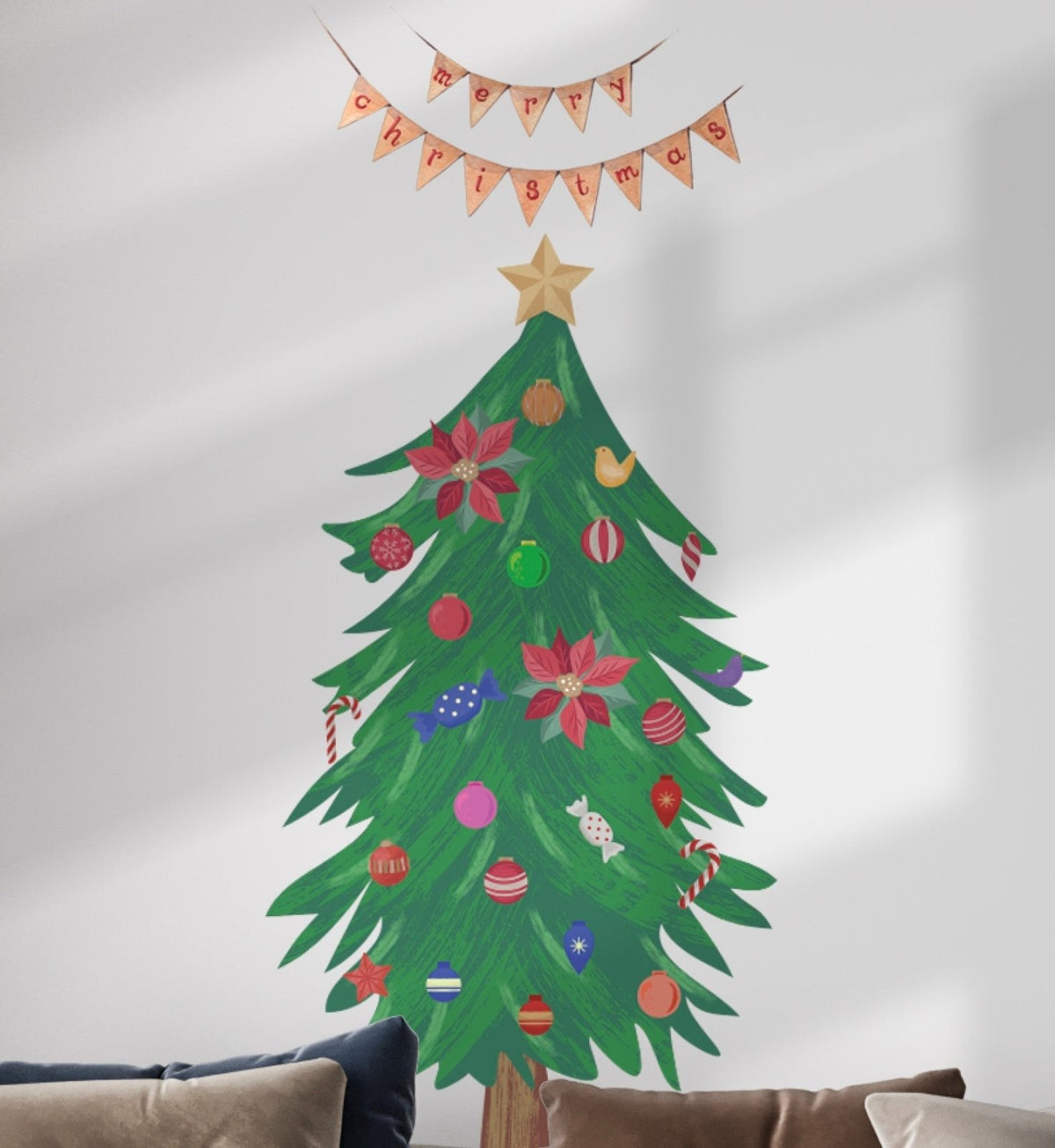 Reusable Christmas Tree Decal with Baubles and Sign - Cover-Alls Decals