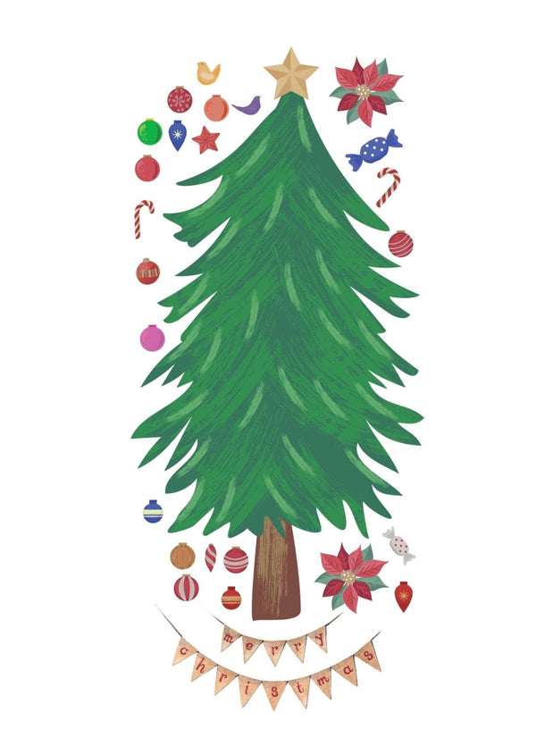 Reusable Christmas Tree Decal with Baubles and Sign - Cover-Alls Decals