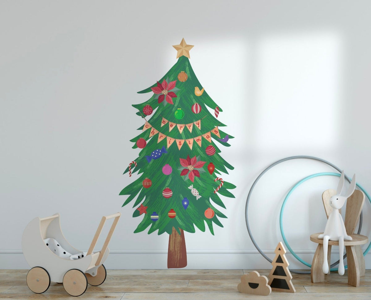 Reusable Christmas Tree Decal with Baubles and Sign - Cover-Alls Decals