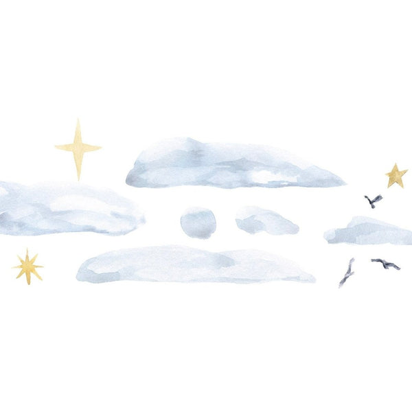 Watercolor Clouds & Stars & BIrds - Cover-Alls Decals