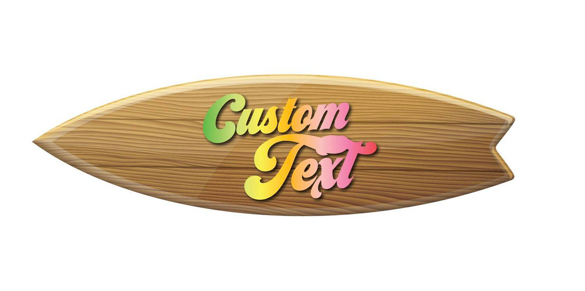 Wood Surfboard Decal with Custom Lettering - Cover-Alls Decals