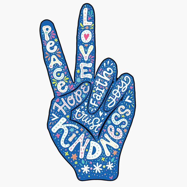 Blue Hand of Peace Sign Decal - Cover-Alls Decals