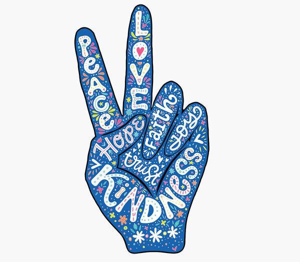 Blue Hand of Peace Sign Decal - Cover-Alls Decals
