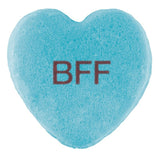 A heart-shaped blue Candy Hearts with the acronym 