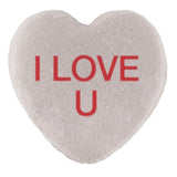 A Cover-Alls Candy Hearts with the phrase 