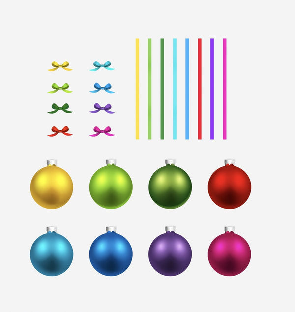 Christmas Ornament Ball Decals with or without Ribbons - Cover-Alls Decals