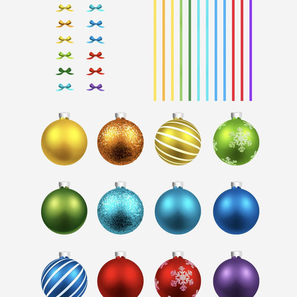 Christmas Ornament Ball Decals with or without Ribbons - Cover-Alls Decals