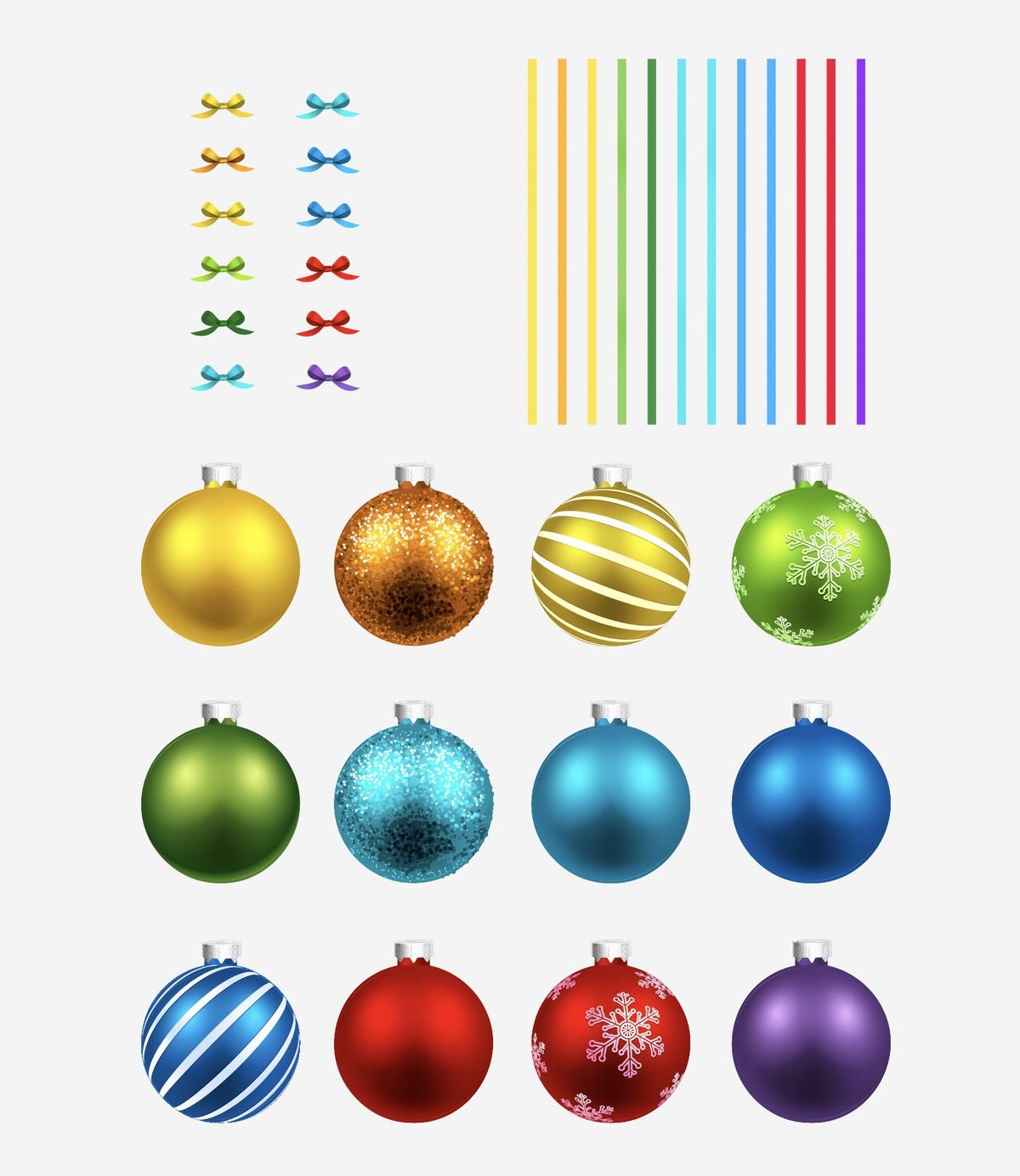 Christmas Ornament Ball Decals with or without Ribbons - Cover-Alls Decals