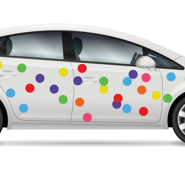 Confetti Pack Mixed Dot Decals - Car Floats Reusable Car Decals