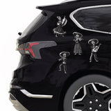 Black car with reflective Day of the Dead Mariachi Band painted on the door, featuring a modern design and visible rear wheel by Cover-Alls.