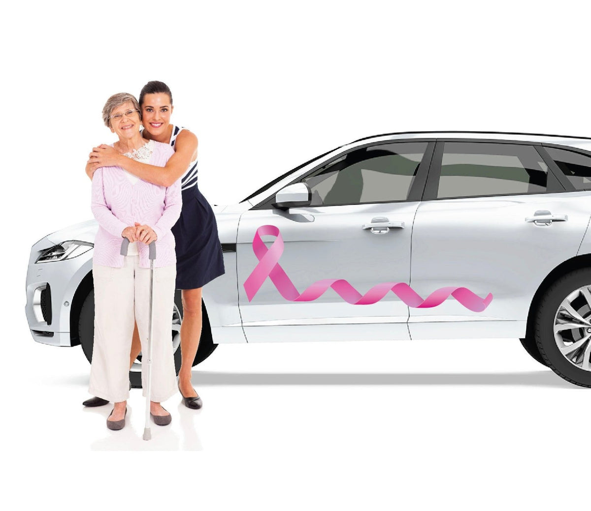 Elegant trailing cancer ribbon Decals - Cover-Alls Decals