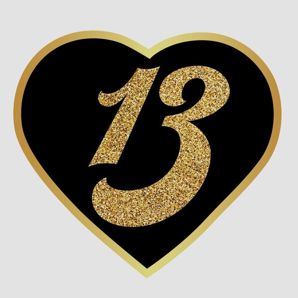 Gold Glitter #13 in Gold Heart - Car Floats Reusable Car Decals