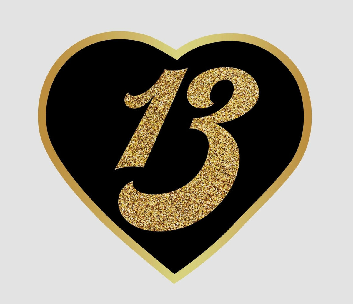 Gold Glitter #13 in Gold Heart - Car Floats Reusable Car Decals