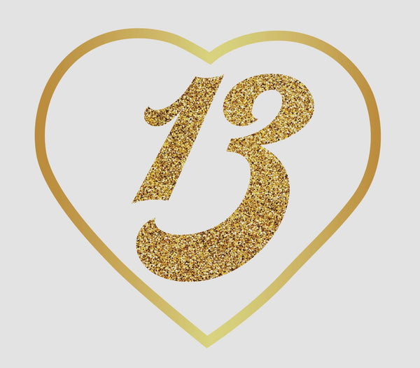 Gold Glitter #13 in Gold Heart - Cover-Alls Decals