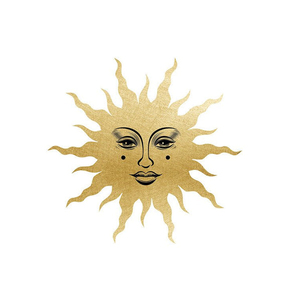 Golden Sun and Moon with Faces - Car Floats Reusable Car Decals