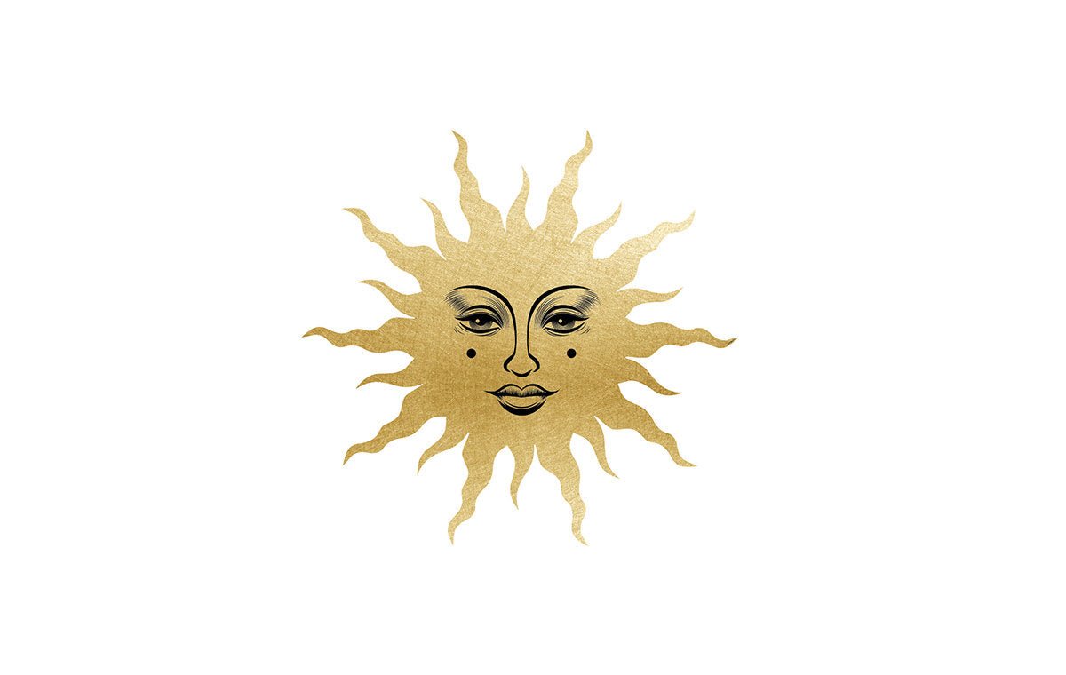 Golden Sun and Moon with Faces Decals - Cover-Alls Decals