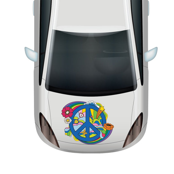 Groovy Blue Peace Sign Decal - Car Floats Reusable Car Decals