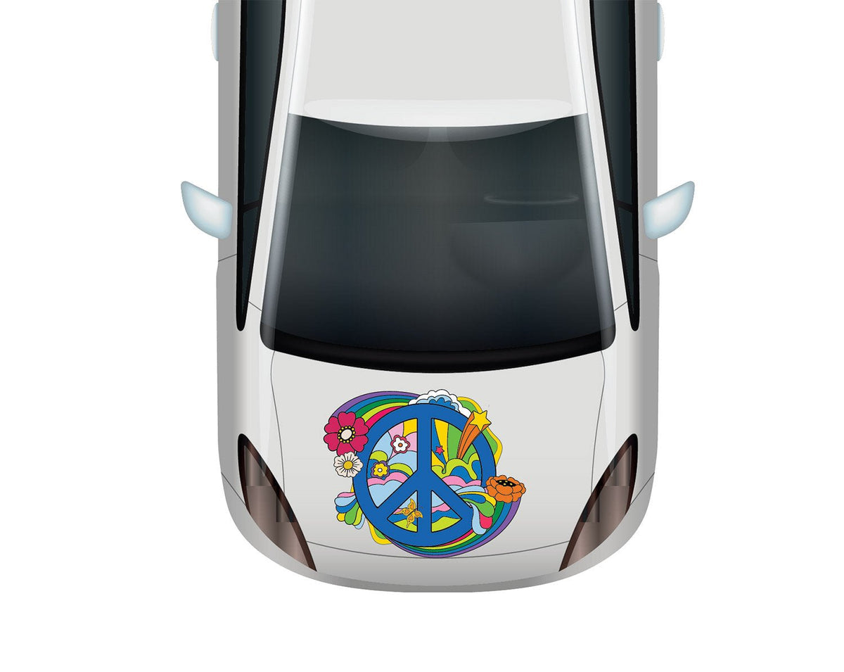 Groovy Blue Peace Sign Decal - Cover-Alls Decals