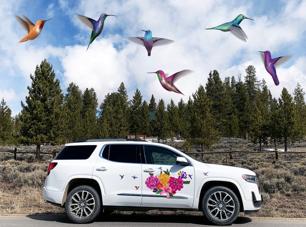 Hummingbirds - Car Floats Reusable Car Decals