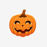 Illustration of a Jack O' Lantern Pumpkin Decal with a smiling face on a plain white background, perfect for Halloween decorations. (Cover-Alls)