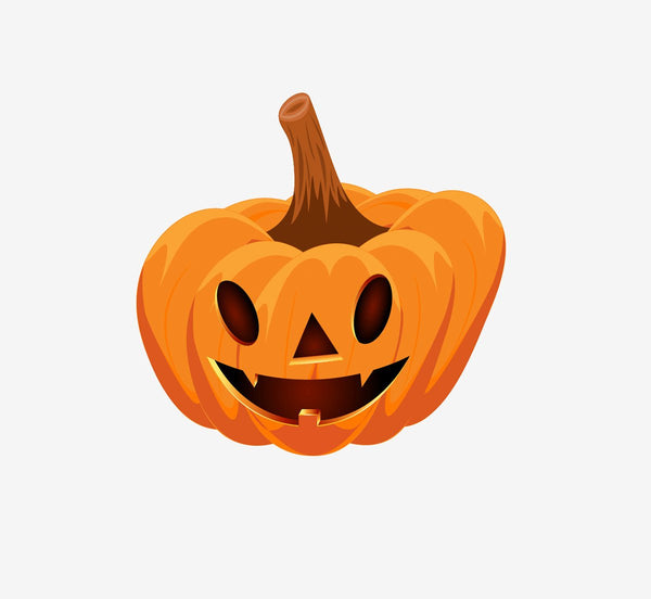 An illustration of a Cover-Alls Jack O' Lantern Pumpkin Decals with a smiling face on a plain white background.