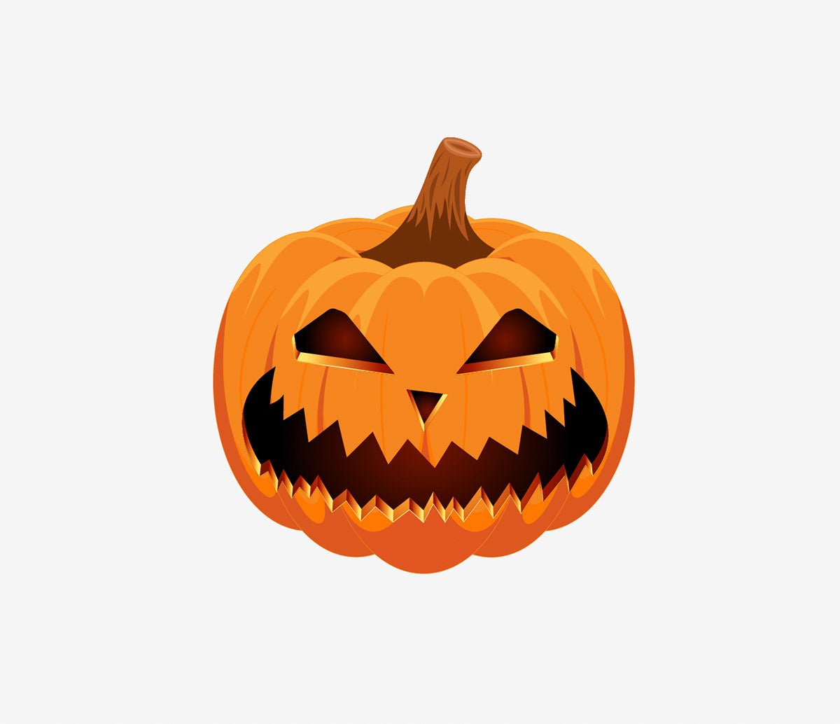 Illustration of a Cover-Alls Jack O' Lantern Pumpkin Decal with a menacing face, isolated on a white background.