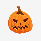 Illustration of a Cover-Alls Jack O' Lantern Pumpkin Decal with a menacing face, isolated on a white background.