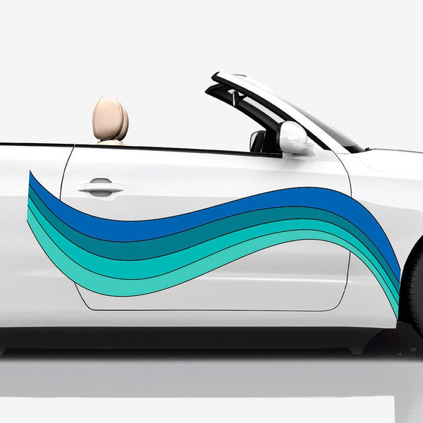 Long Blue Swash - Car Floats Reusable Car Decals