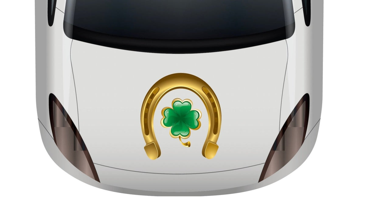 Lucky Gold Horseshoe and Clover Decal - Cover-Alls Decals