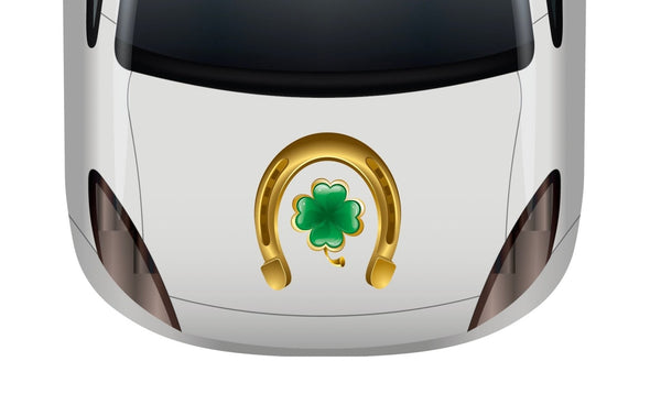 Lucky Gold Horseshoe and Clover Decal - Cover-Alls Decals